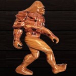 Wood relief carving of Sasquatch by Chad Pilkington.